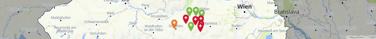 Map view for Pharmacies emergency services nearby Kirchberg an der Pielach (Sankt Pölten (Land), Niederösterreich)